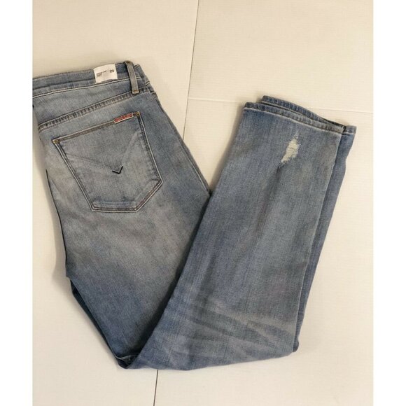 HUDSON JEANS Blue Distressed Crop Skinny Jeans - Picture 5 of 12